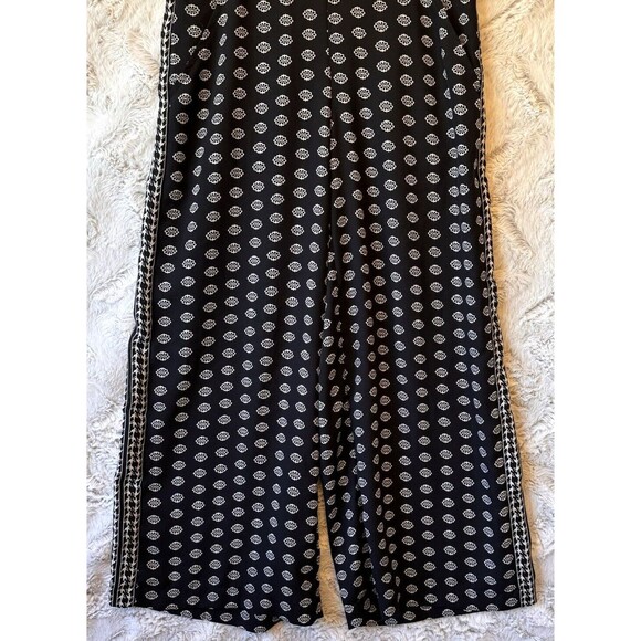 Max Studio Pants Womens Small Black White Patterned Wide Leg Boho Comfort - Picture 2 of 10
